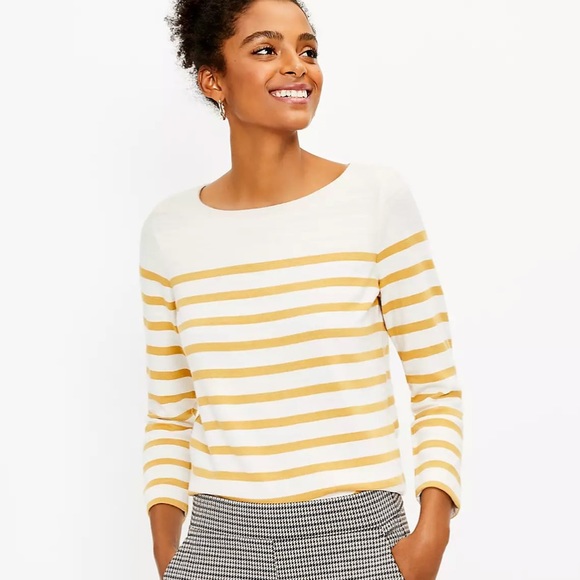 LOFT Tops - Loft Stripped Boatneck Tee